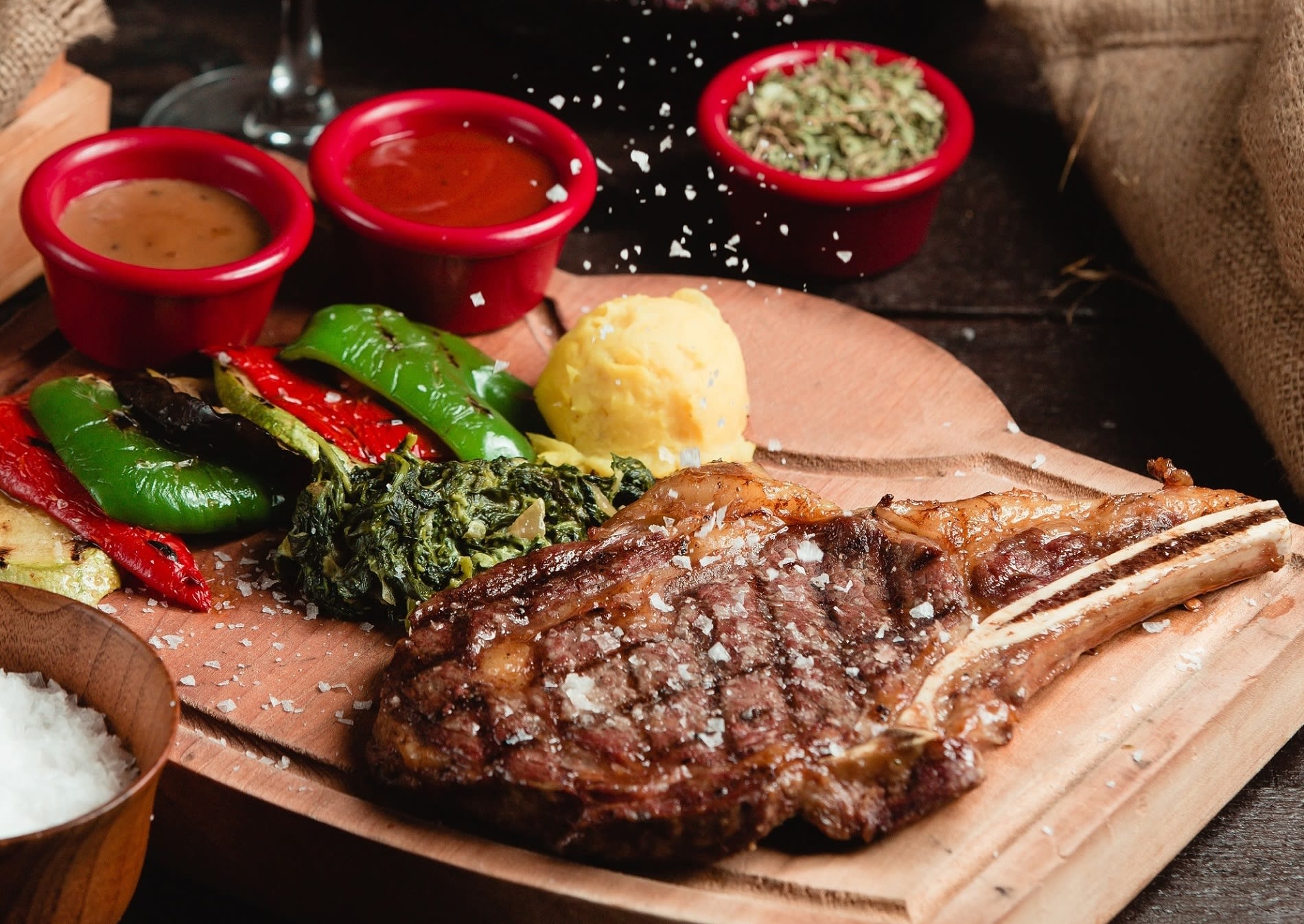 Roasted Beef Cut With Sauce Selection