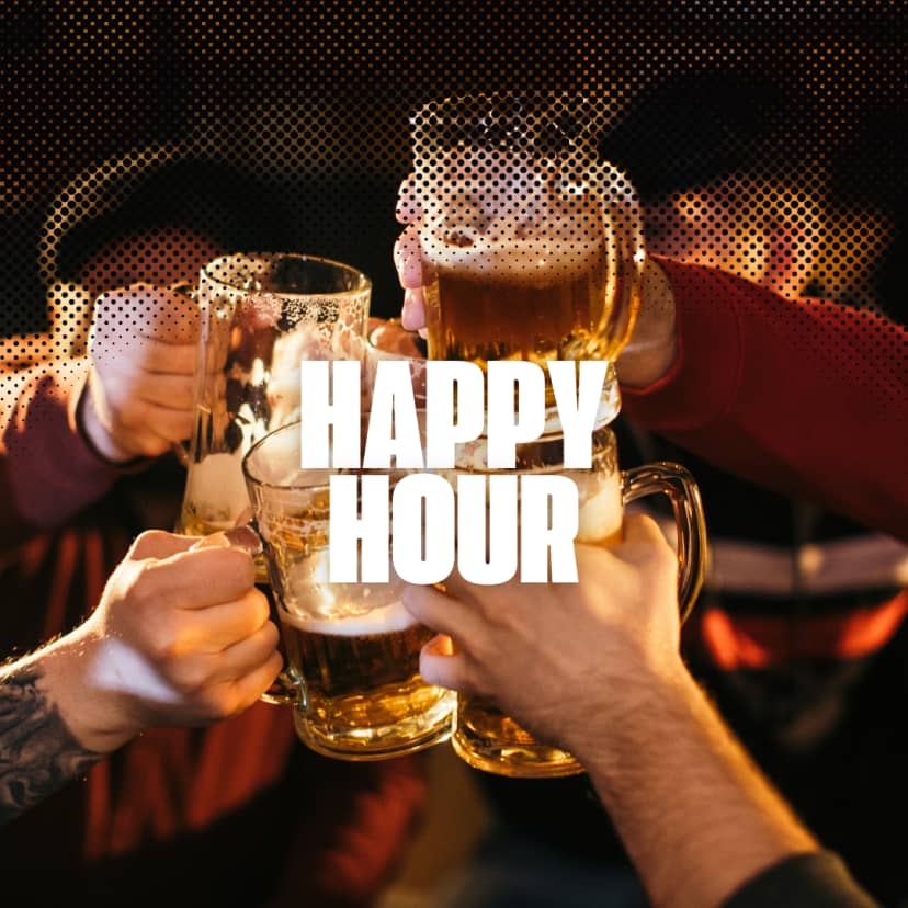 Black and White Bold Happy Hour Instagram Post