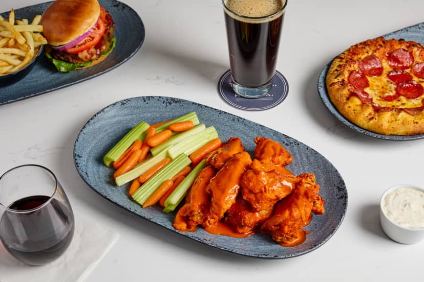 Hp P0527 Lunch Dinner Burger Fries Wings Pizza Wine Beer