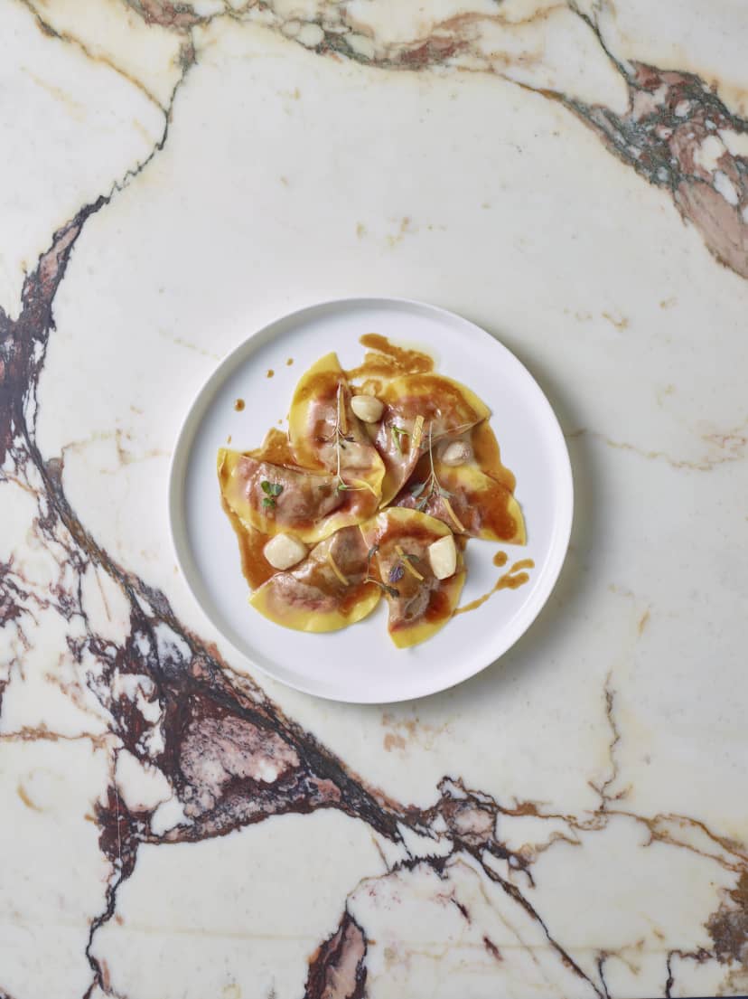 Casunzei Di Barbabietola, Salsa Di Ossobuco, Trentingrana E Limone Salato (2)