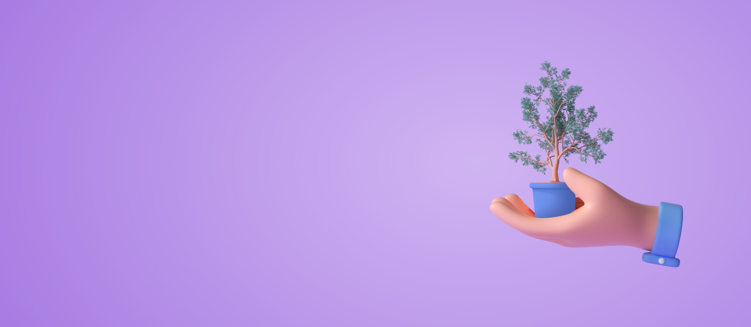 A hand holding a small growing tree in a planter for Confetti's Donate to Plant Trees