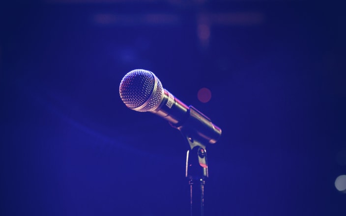 Microphone in dim light with blurred background (preview)