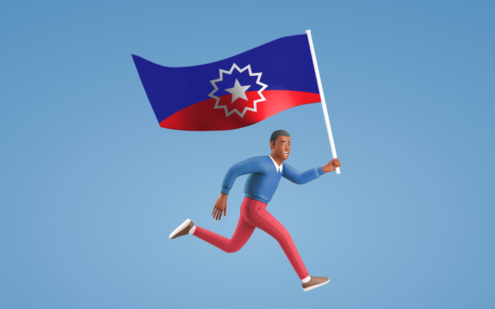 Man running and holding a Juneteenth flag (preview)