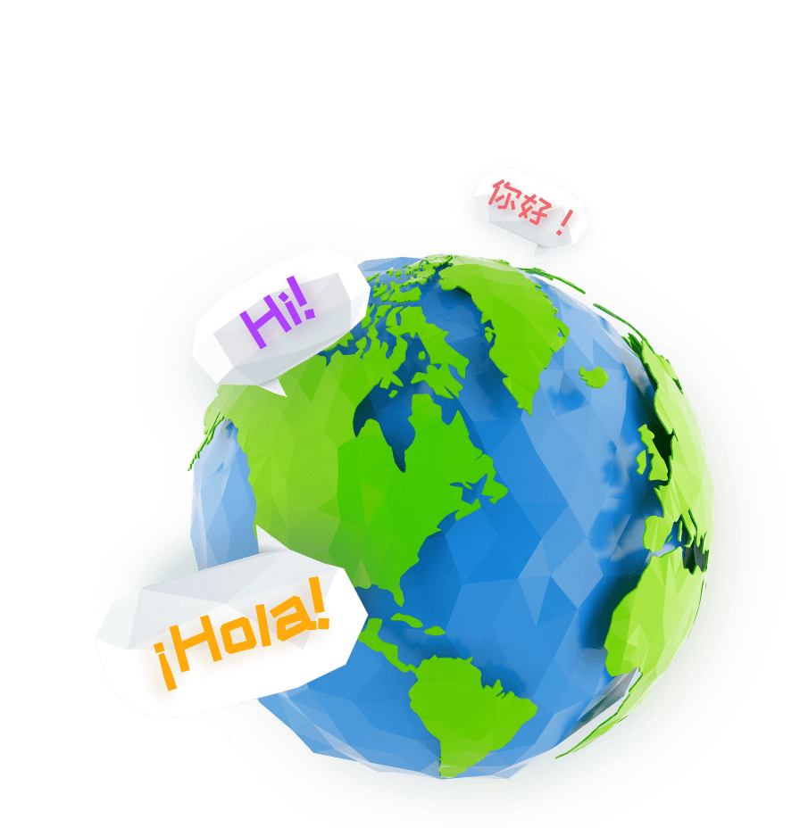 Globe with different languages for Global Team Building Activities 