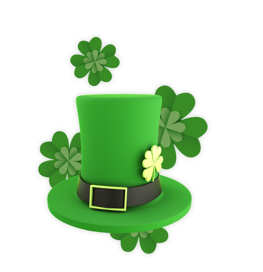 Leprechaun hat and four leaf clovers for St. Patrick's Day Activities