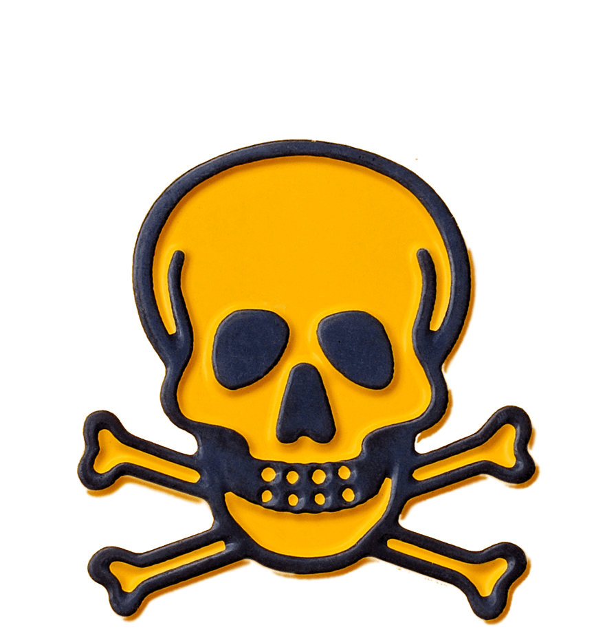 Yellow skull with a black outline