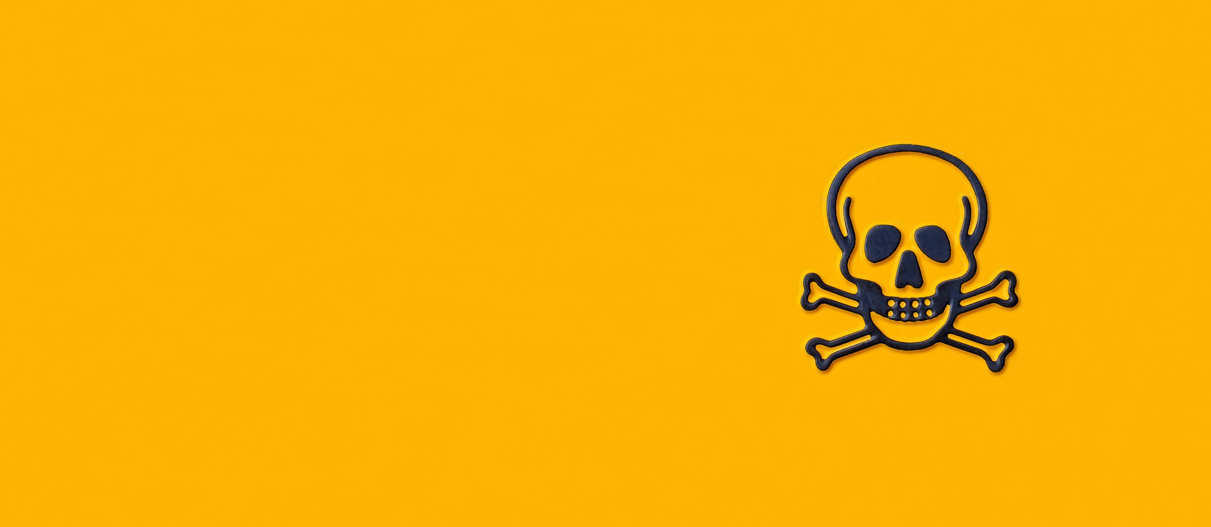 Black skull outline on yellow background (large)