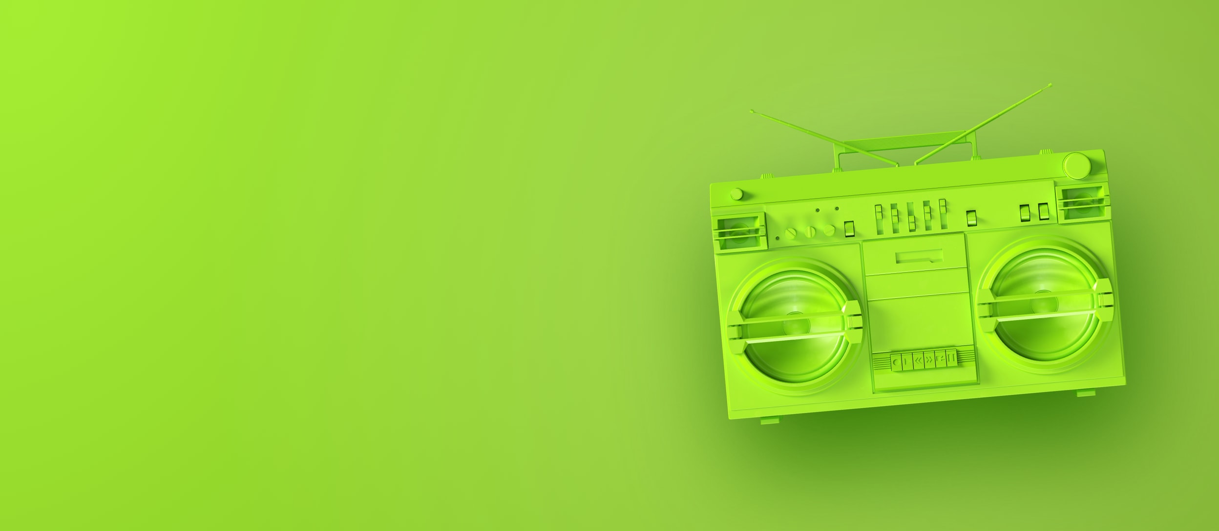 Lime green retro boom box (large)