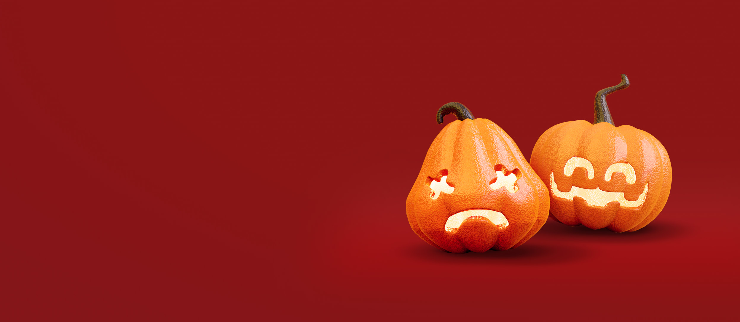 Sad pumpkin and smiling pumpkin (large)