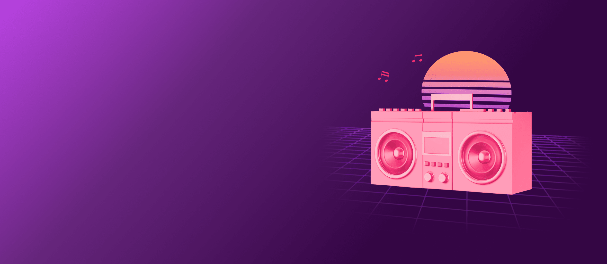 Pink Boom Box for Confetti's 80s Music Trivia (Large)