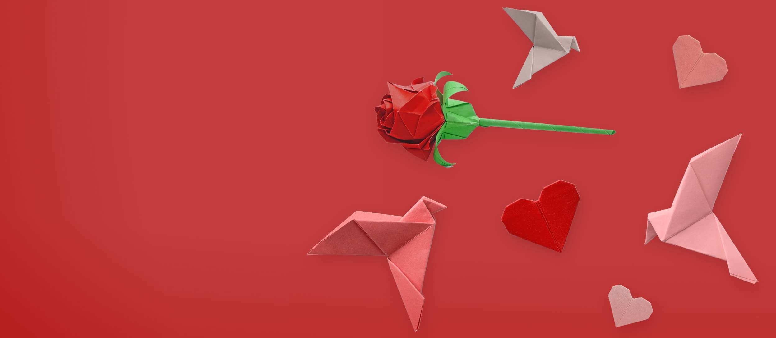 Origami birds, roses, and hearts for Confetti's Virtual Valentine's Day Crafts