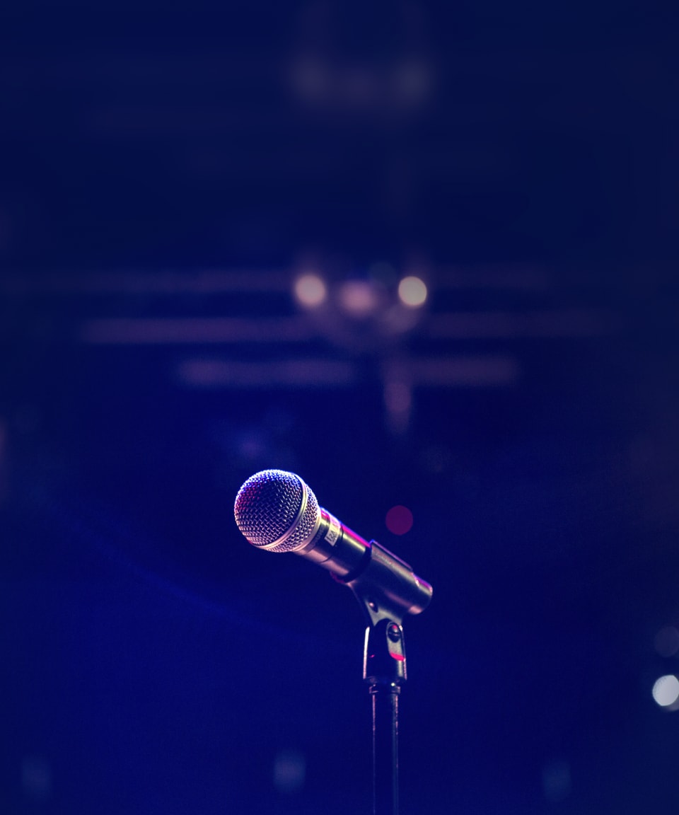 Microphone in dim light with blurred background (small)