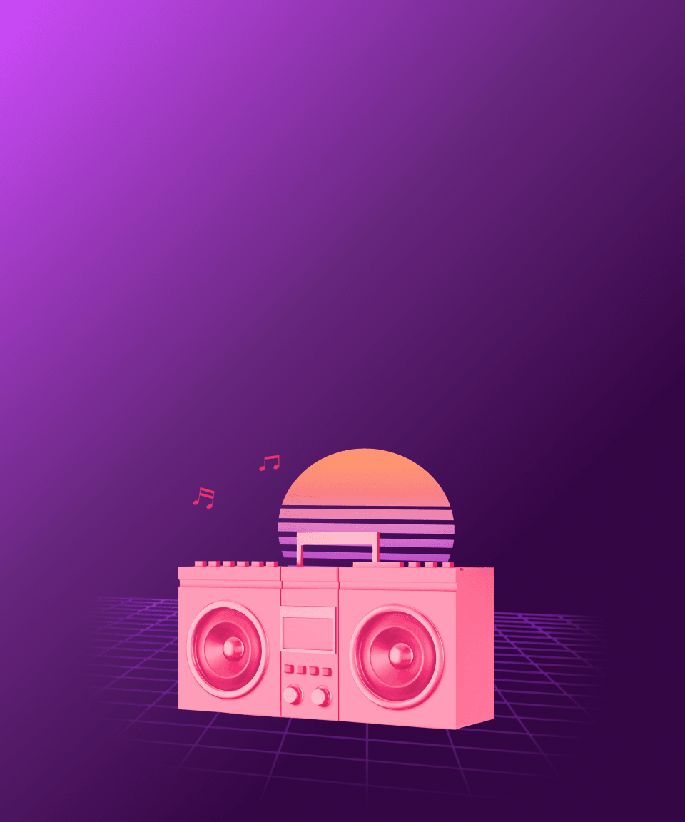 Pink Boom Box for Confetti's 80s Music Trivia (Small)