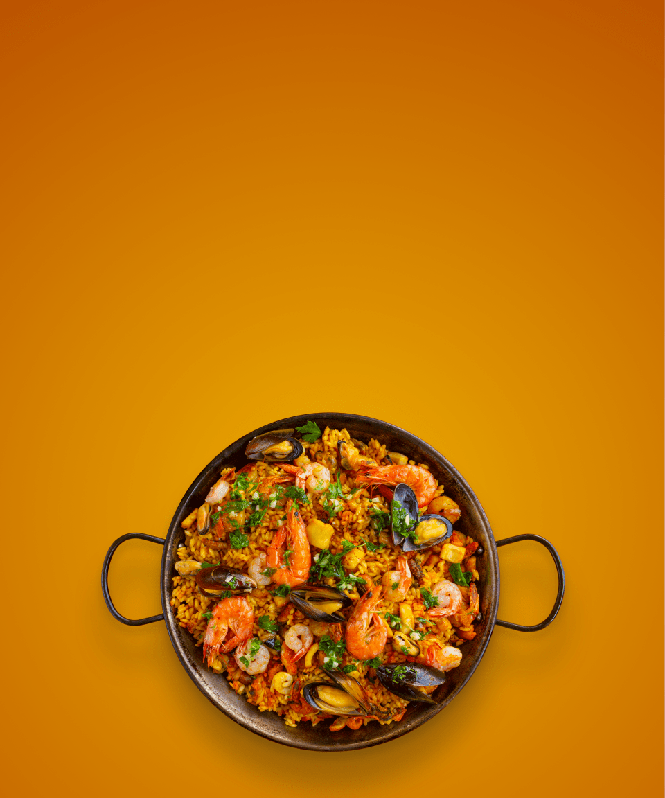Traditional Spanish seafood Paella in a pan (small)