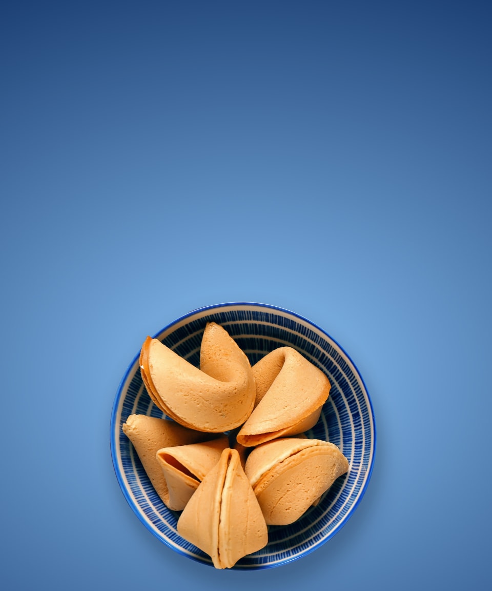 A bowl of fortune cookies made in a fortune cookie making class (small)