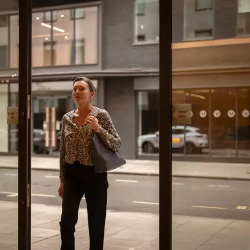 Woman entering Welbeck