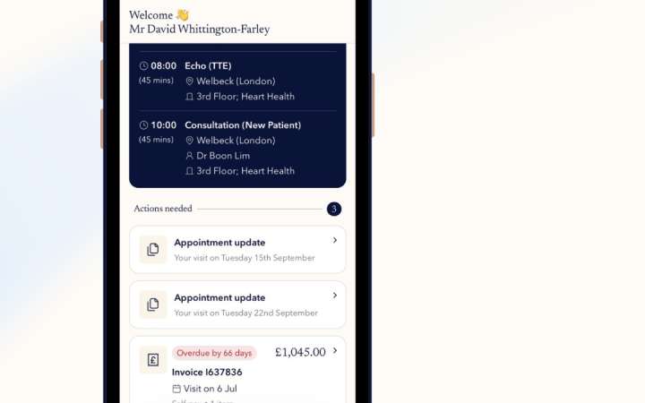 Patient app mobile screenshot