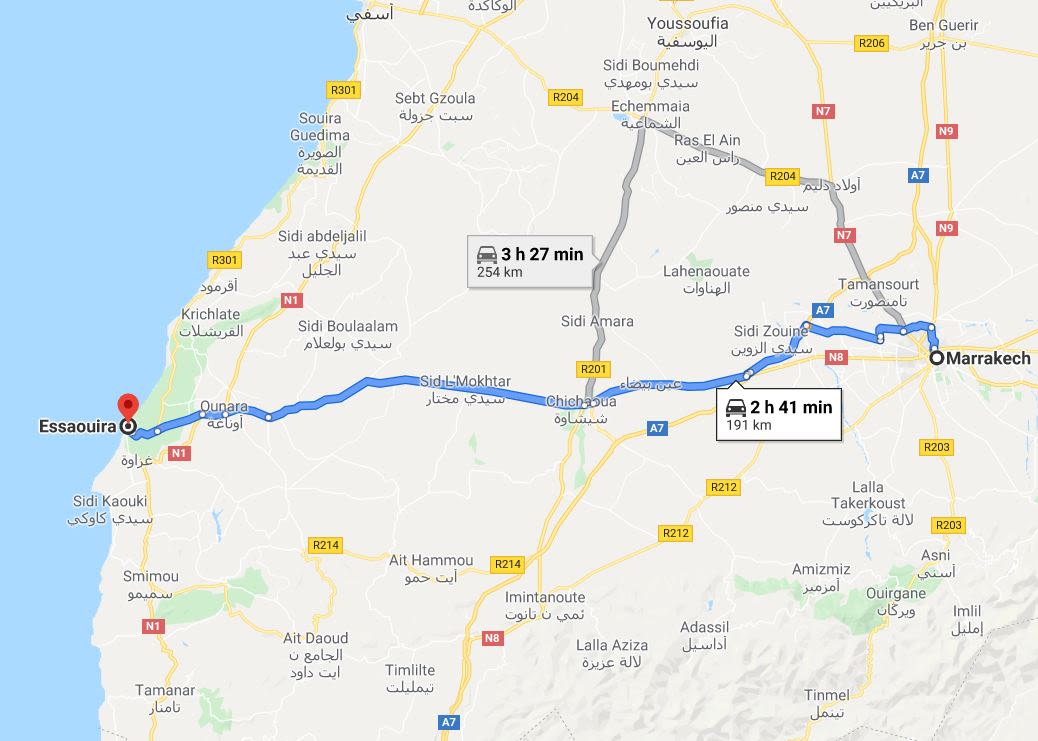 Transfert de Marrakech à Essaouira avec chauffeur francophone