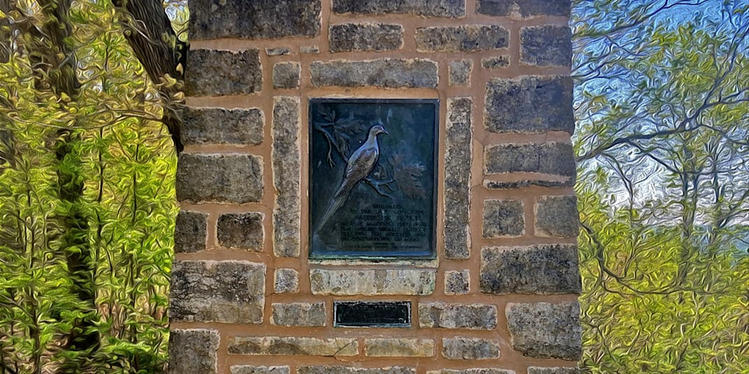 Oddsconsin 57 – Pigeons A stone monument stands in Wyalusing State Park