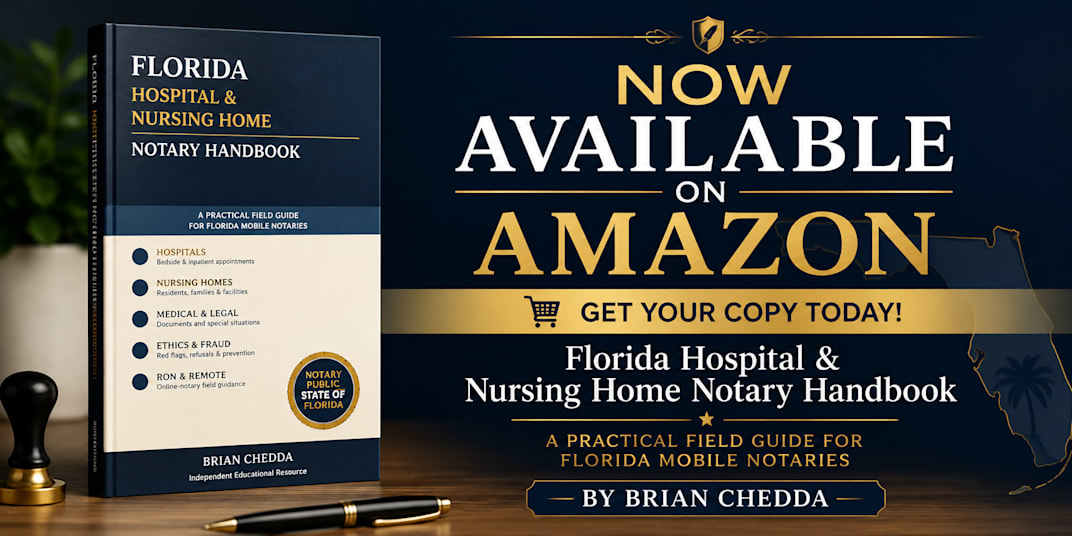 Florida Hospital & Nursing Home Notary Handbook Is Now Available My new