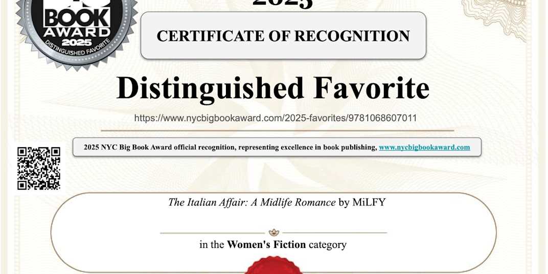 Distinguished Favorite at the 2025 NYC Big Book Award in Women's Fiction