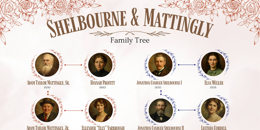 Shelbourne & Mattingly Family Tree From Elsa and Jonathan I to Erie and