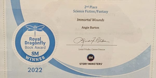 2022 Royal Dragonfly Book Award Immortal Wounds was awarded 2nd place in
