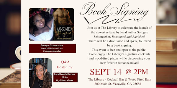 Book Signing September 14th Join us at The Library to celebrate the launch