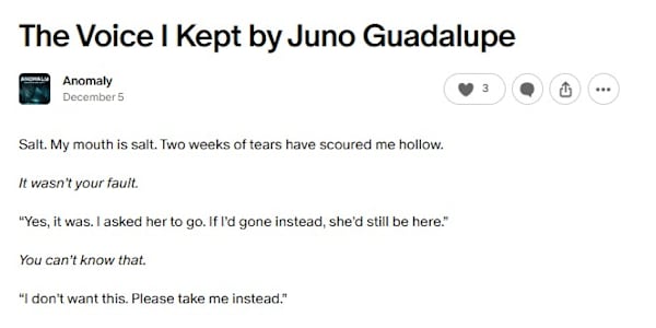 The Voice I Kept - Short Story Lately, I’ve been spending a lot of time