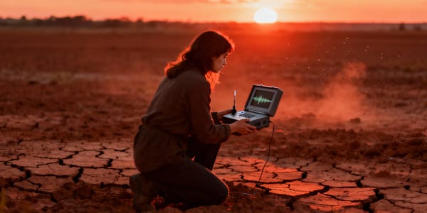 The Telluric Line &nbsp;Kara knelt beside the cracked soil, the late sun