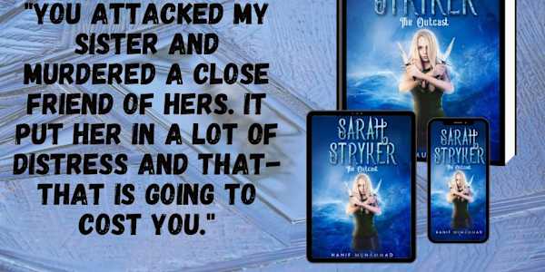 Sarah Stryker The Outcast An ad for my novel, featuring a signature quote