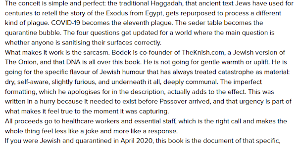 I Like Surprises My books surprise me.I thought The Coronavirus Haggadah