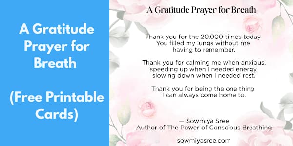 A Gratitude Prayer for Breath (Free Printable Cards) Last night, as I sat