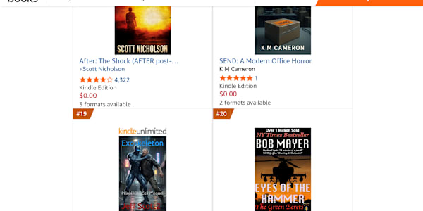 #19 Technothriller Best-Sellers on Amazon Kindle I'm so excited to see the