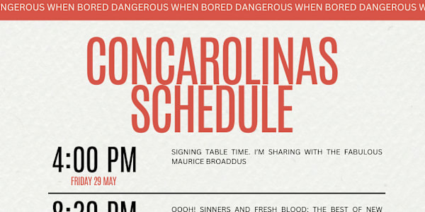 At ConCarolinas this weekend (May 29-31, 2026) Hello NC convention friends!
