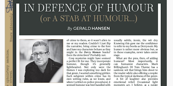 'In Defense of Humour' in CWA's Red Herrings magazine! You wait forever for