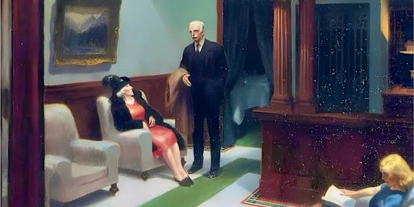 Hotel Lobby, 1943 Based on the Edward Hopper painting of the same name.