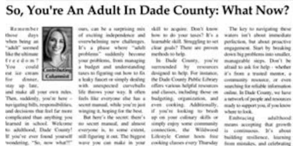 Stop by the Newsstand: My Latest Piece in the Dade County Sentinel There is
