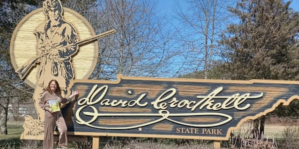 Doing a Frontier, happy dance at David Crockett State Park David Crockett