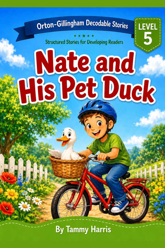 Orton-Gillingham Decodable Stories: Level 5 – Nate and His Pet Duck