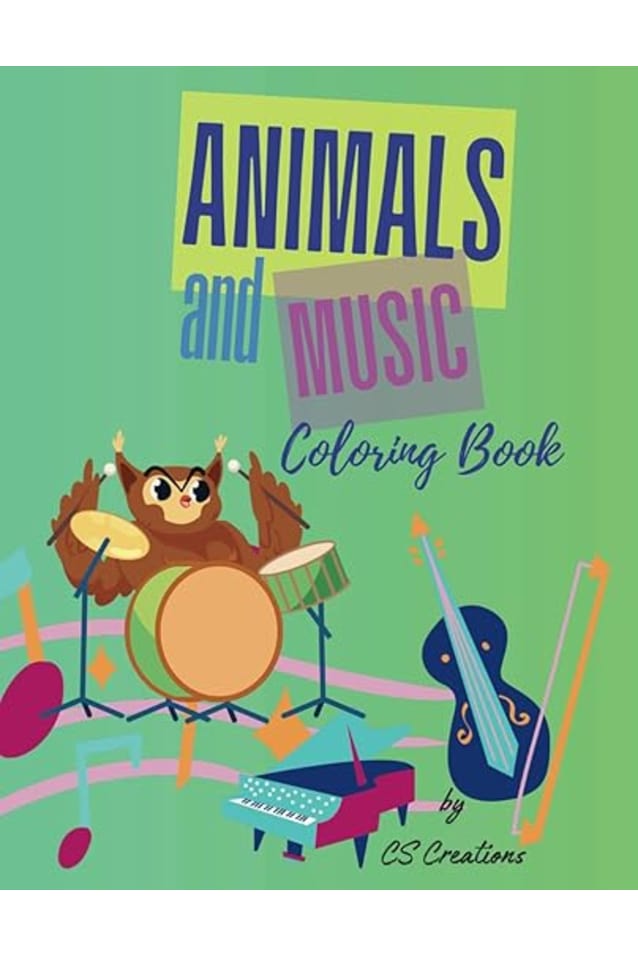 Animals and Music: Bold and Easy Coloring Book