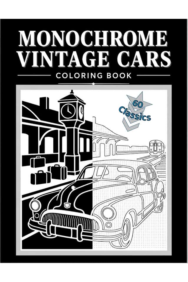 Monochrome Vintage Cars Coloring Book