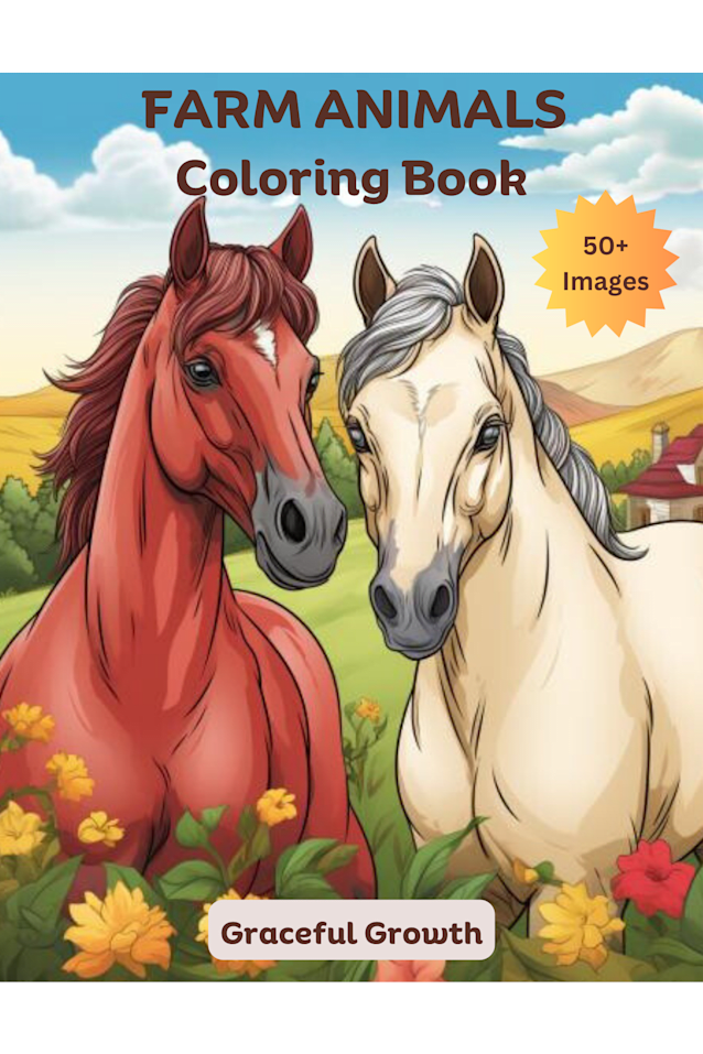 FARM ANIMALS Coloring Book: Over 50 Realistic Images for Kids and Adults to Color 