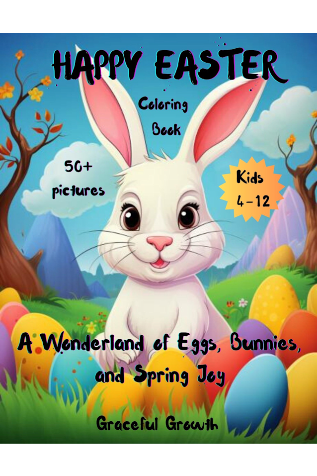 HAPPY EASTER Coloring Book: A Wonderland of Eggs, Bunnies, and Spring Joy for Kids 4-12, pictures 50+ 