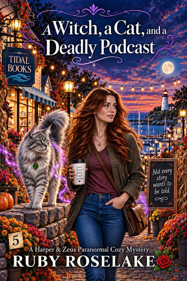A Witch, a Cat, and a Deadly Podcast: A Harper & Zeus Paranormal Cozy Mystery (Sugarbloom Secrets Book 5)