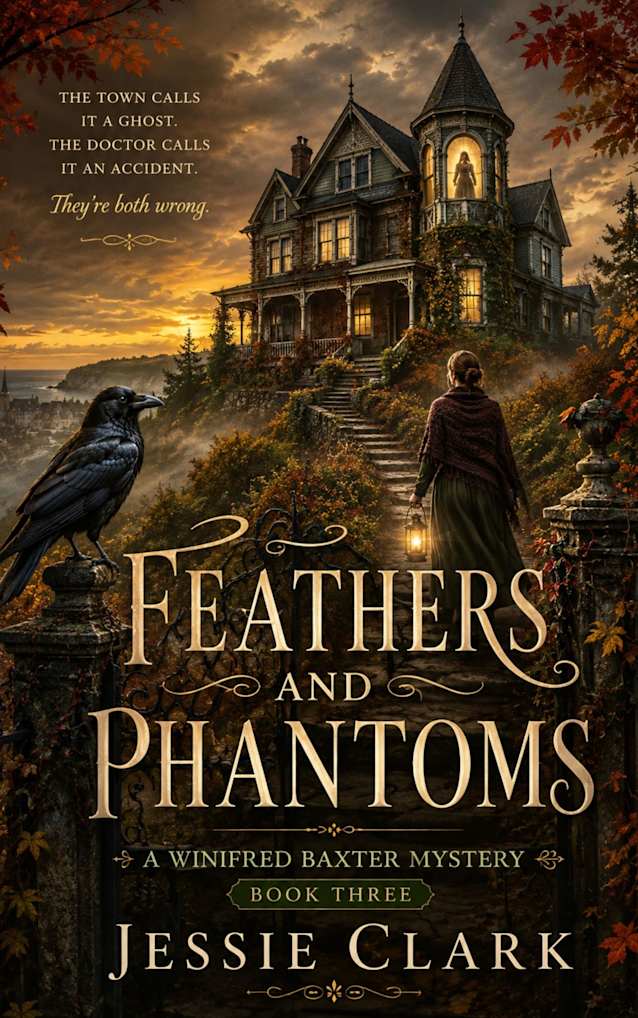 Feathers and Phantoms: The town calls it a ghost. The doctor calls it an accident. They’re both wrong. (The Winifred Baxter Cozy Mysteries Book 3)