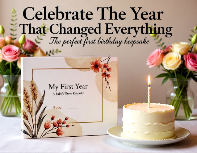  First Birthday Photo Book Keepsake | My First Year Memories | 11.5 x 8 | Thoughtful Gift for Moms and Kids