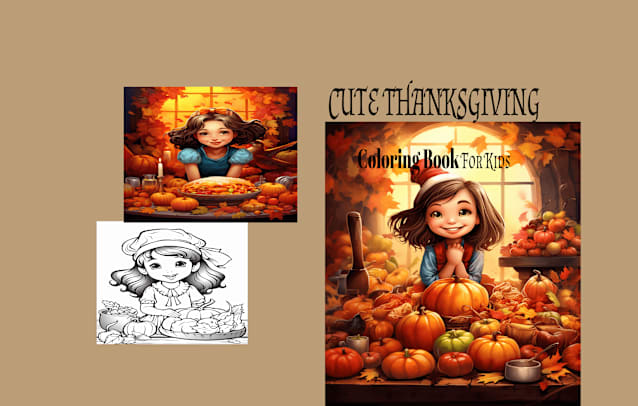 Cute Thanksgiving coloring book for kids
