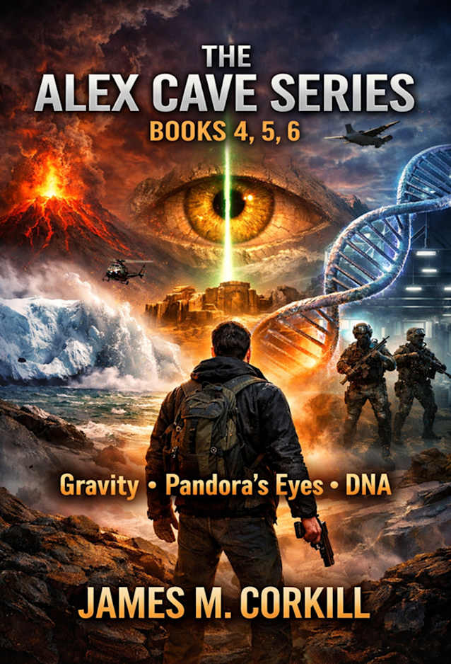 The Alex Cave Series Books 4,5,6: Gravity, Pandora’s Eyes, DNA 1st editions.