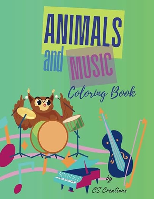 Animals and Music: Bold and Easy Coloring Book
